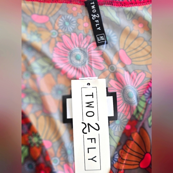 Two 2 Fly Soft Lace Sheer Floral Boho Hippie Western Kimono Cover Up Colorful - Picture 7 of 10